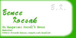 bence kocsak business card